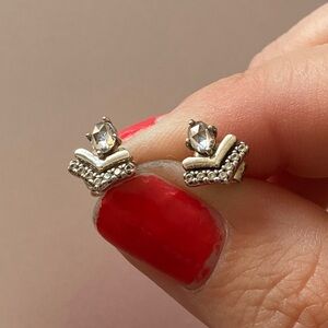 Retired sterling silver Pandora wish stud earrings.